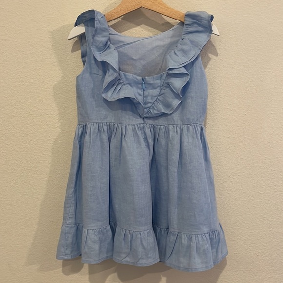 EUC size 4 years Pili Carrera Blue Linen Pinafore Dress! - Picture 10 of 15